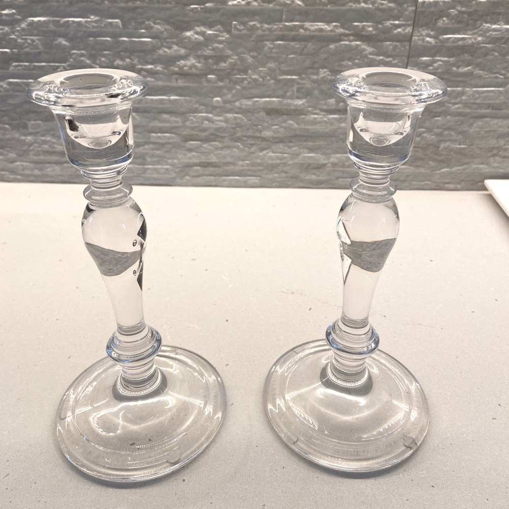 Tiffany&Co Hampton crystal candlestick holders. Never been used - wedding gift.